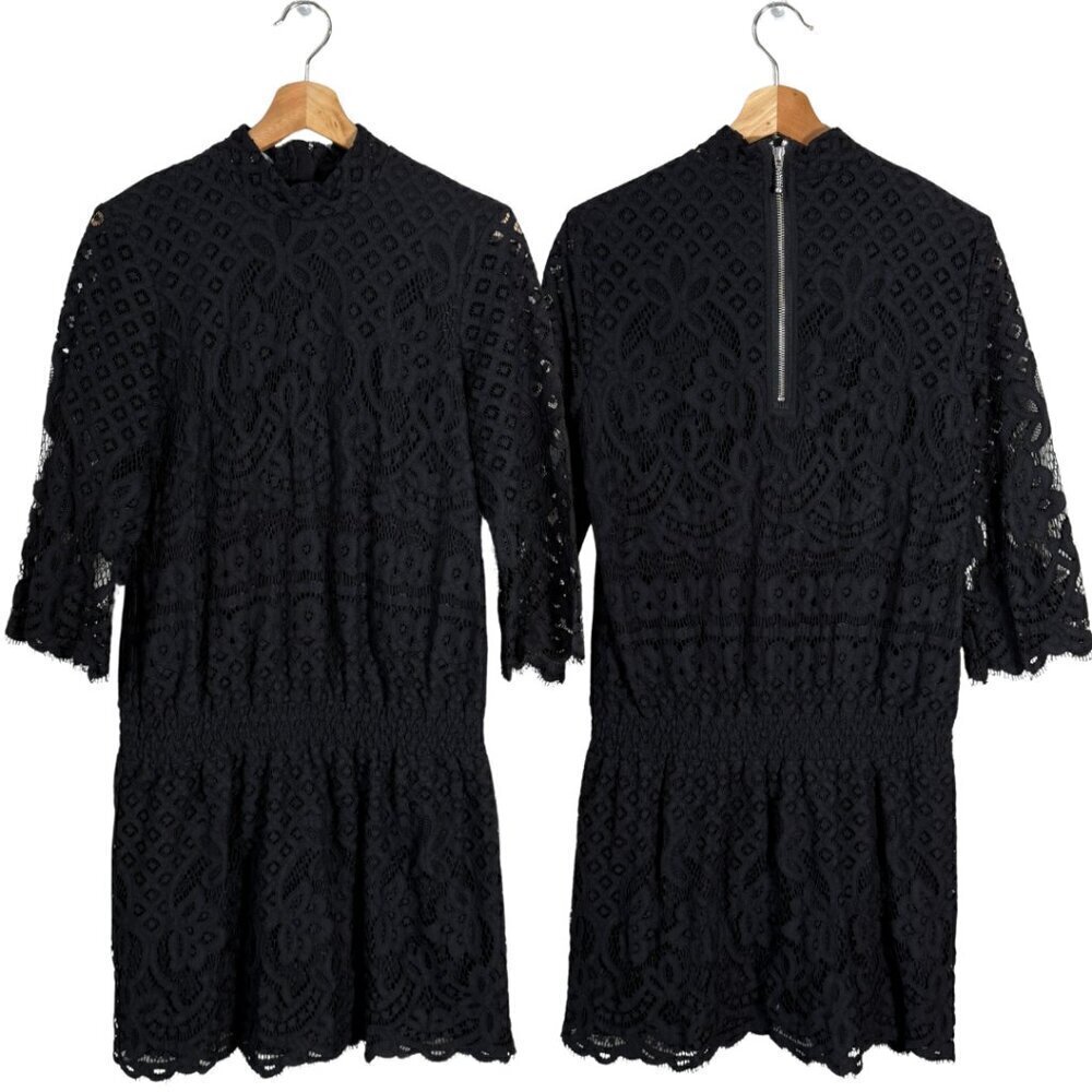 Designers Remix Charlotte Eskildsen Audrey Lace Mini Dress Womens 36 Small Black